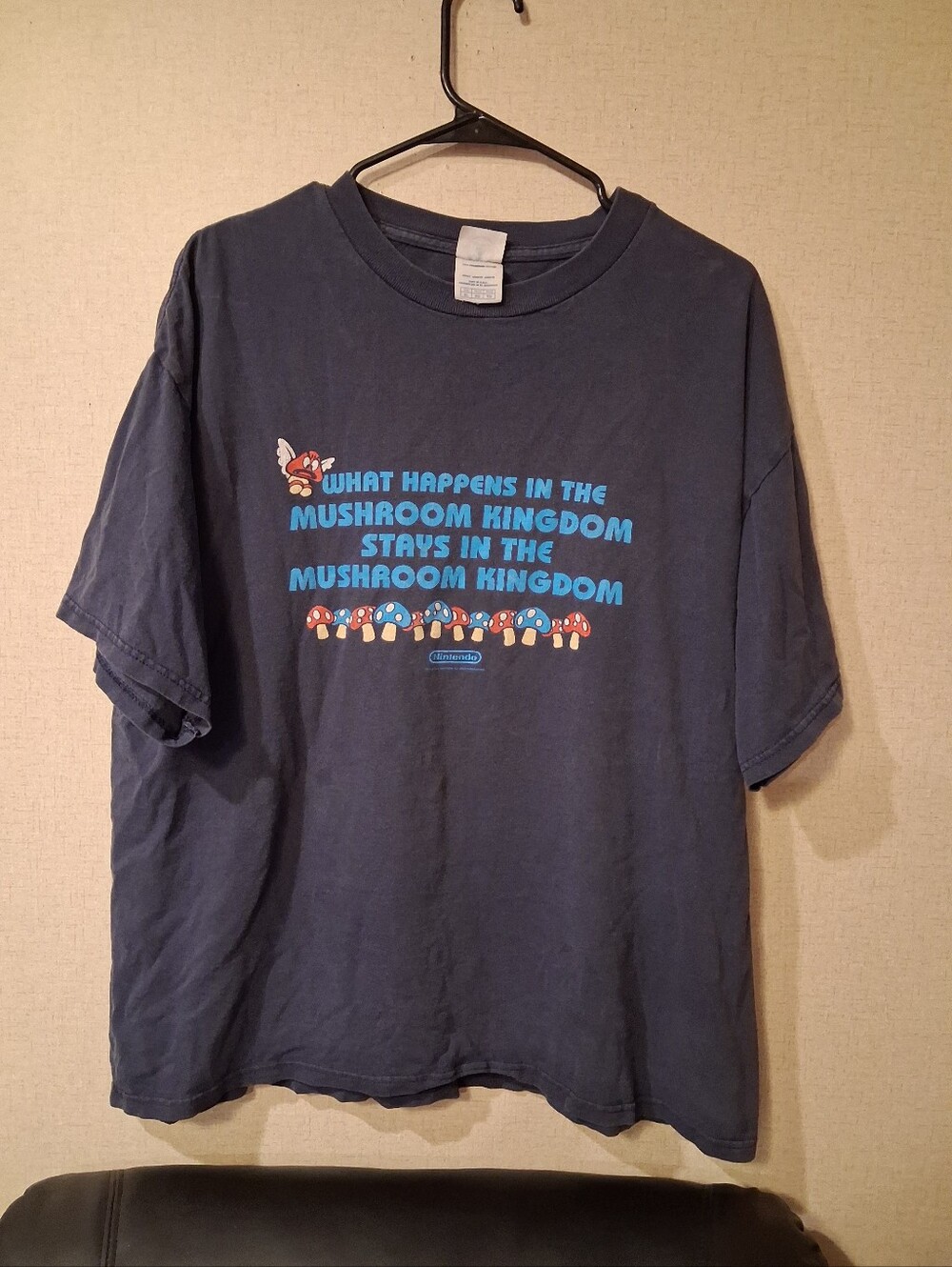 Vintage 2005 Mario Shirt Nintendo Mushroom Rare Tee Over Print Logo Size Xl